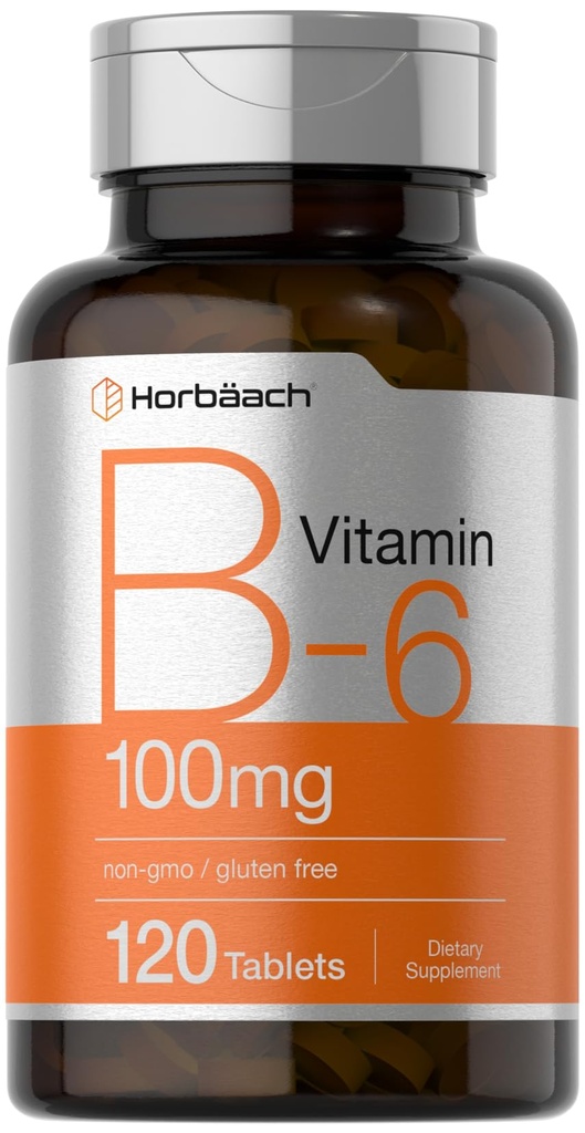 ホバハチビタミンB6 100mg | 120 ベジタリアン タブレット ピリドキシン HCl | 非GMO&グルテンフリーサプリメント