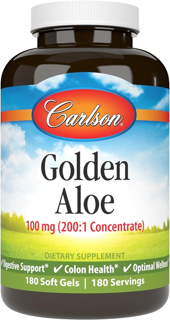 カールソン - ゴールデンアロエ、100mg(200:1コンセントレート)、消化器サポート&コロンヘルス、最適ウェルネス、180ソフトジェル