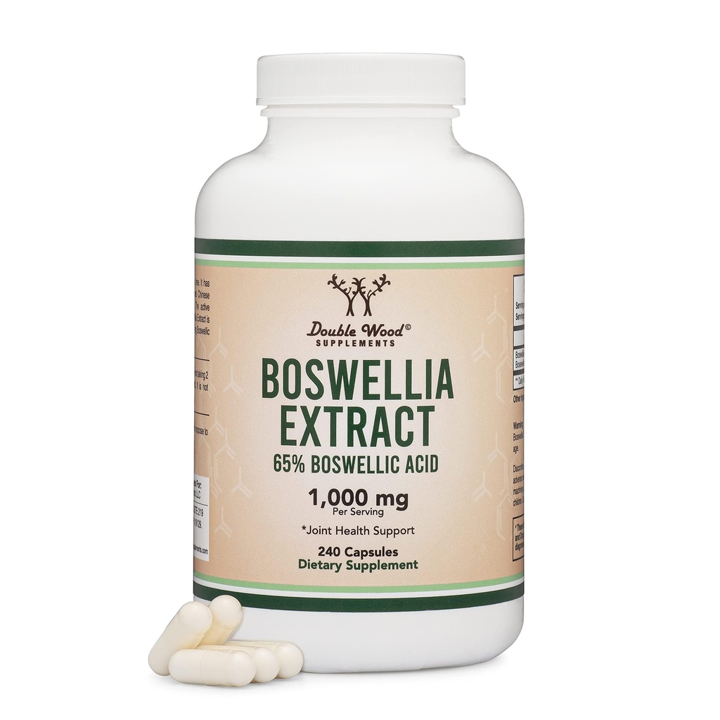 Boswellia Serrata - 240カプセル(最大強度65%ボスウェル酸抽出物の最大強度1,000mg)ボスウェリア抽出カプセル(共同健康のためのジョイントサポートサプリメント)ダブルウッドによる第三者テスト