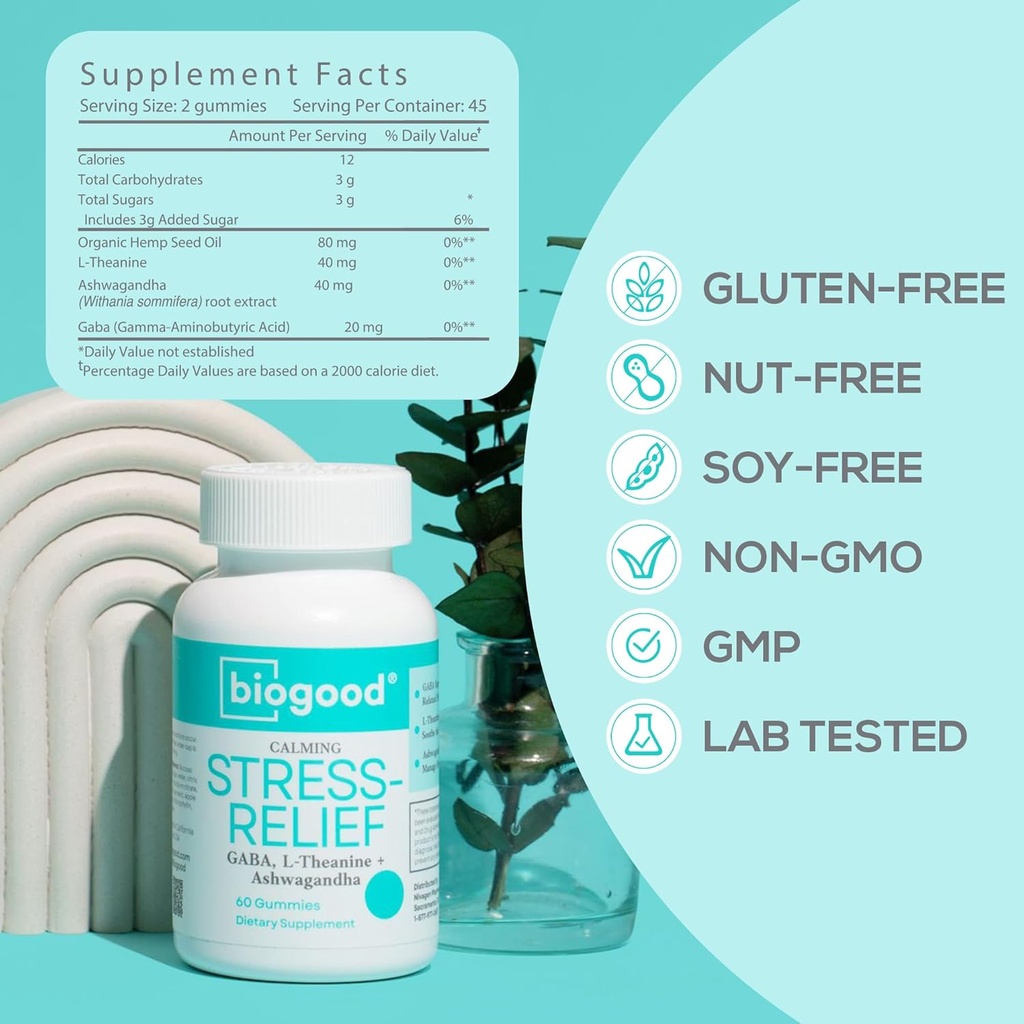 アシュワガンダ+ルテアニン、GABA | デイリーデュース、60グミ