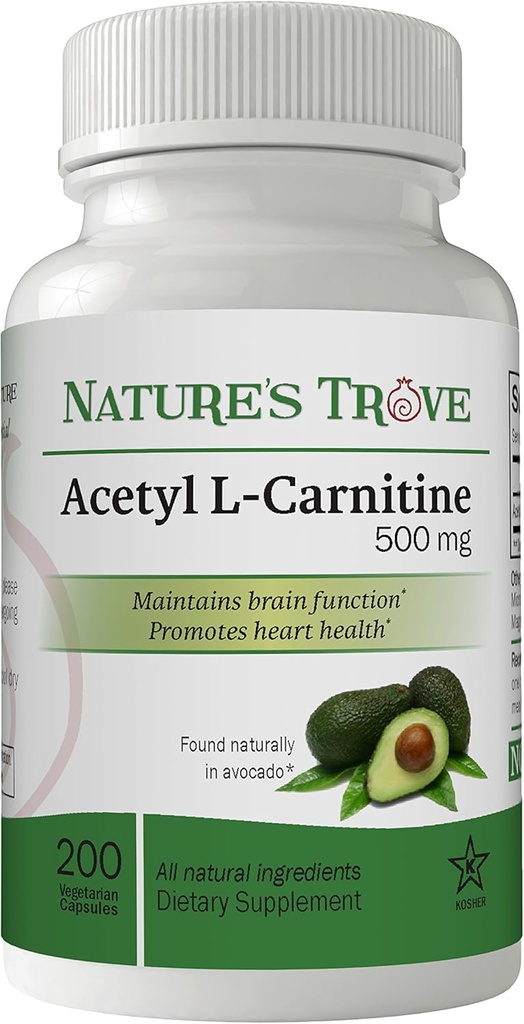 Nature's Trove Acetyl Lカルニチン(ALCAR) 500 mg 200 ベジタリアンカプセル