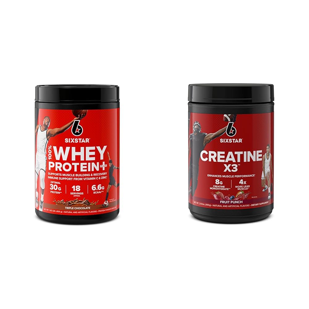 シックス スター エリート シリーズ 100% ウィー タンパク質 プラス トリプル チョコレート 1.8lbs US & クレアチン パウダー クレアチン X3 | クレアチン HCl + クレアチン モノハイド パウダー