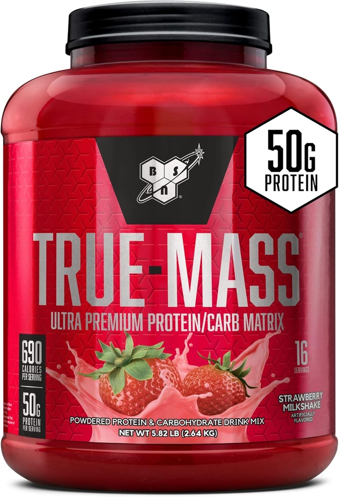 BSN TRUE-MASSの重量のゲイン、筋肉固まりのゲインダー蛋白質の粉、いちごのミルクセーク、5.82ポンド