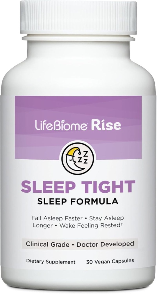 Healthy Directions LifeBiome Rise Sleep Tight with Immediate and Extended-Release Melatonin Plus GABA in Innovative Microbeadlets Helps You Wind Down Fast for Deep, Restful Zzzs