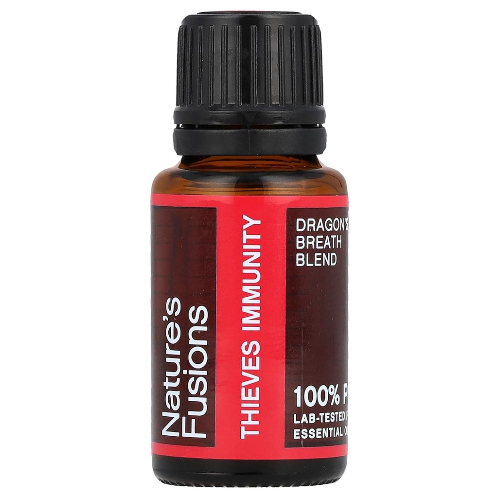 Nature's Fusions Immunity Thieves オイルエッセンシャルオイルブレンド - 15ml - ガームファイター、ヘルスガード、アセトレートロ - ドラゴンズブレス保護 - クローブ、レモン、シナモン、ユーカリ、ペパーミント、オレガノ