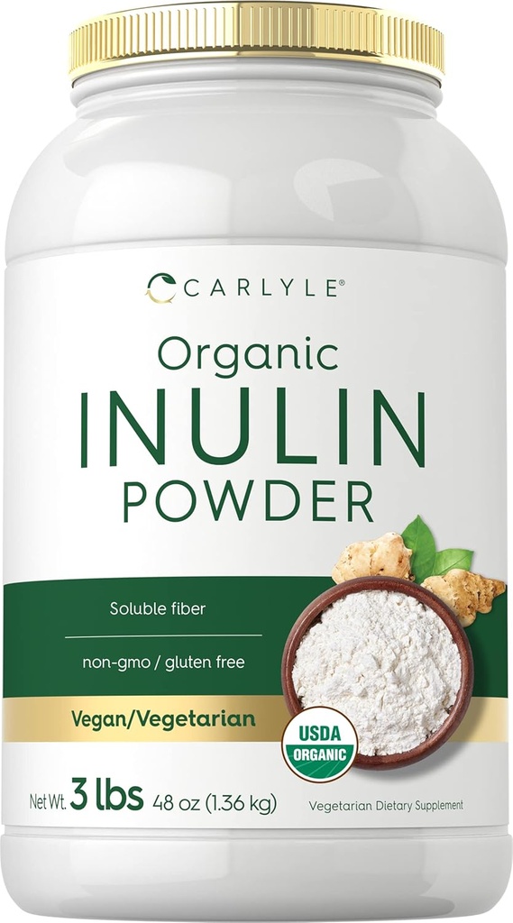 Carlyle Organic Inulin Powder 48oz | Prebiotic Fiber from Jerusalem Artichoke | Vegan, Vegetarian, Non-GMO & Gluten Free Supplement