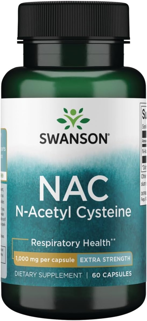 Swanson NAC N-アセチル Cysteine - 抗酸化アンチエイジング呼吸器サポート - アミノ酸サプリメント1000mg 60カプセル
