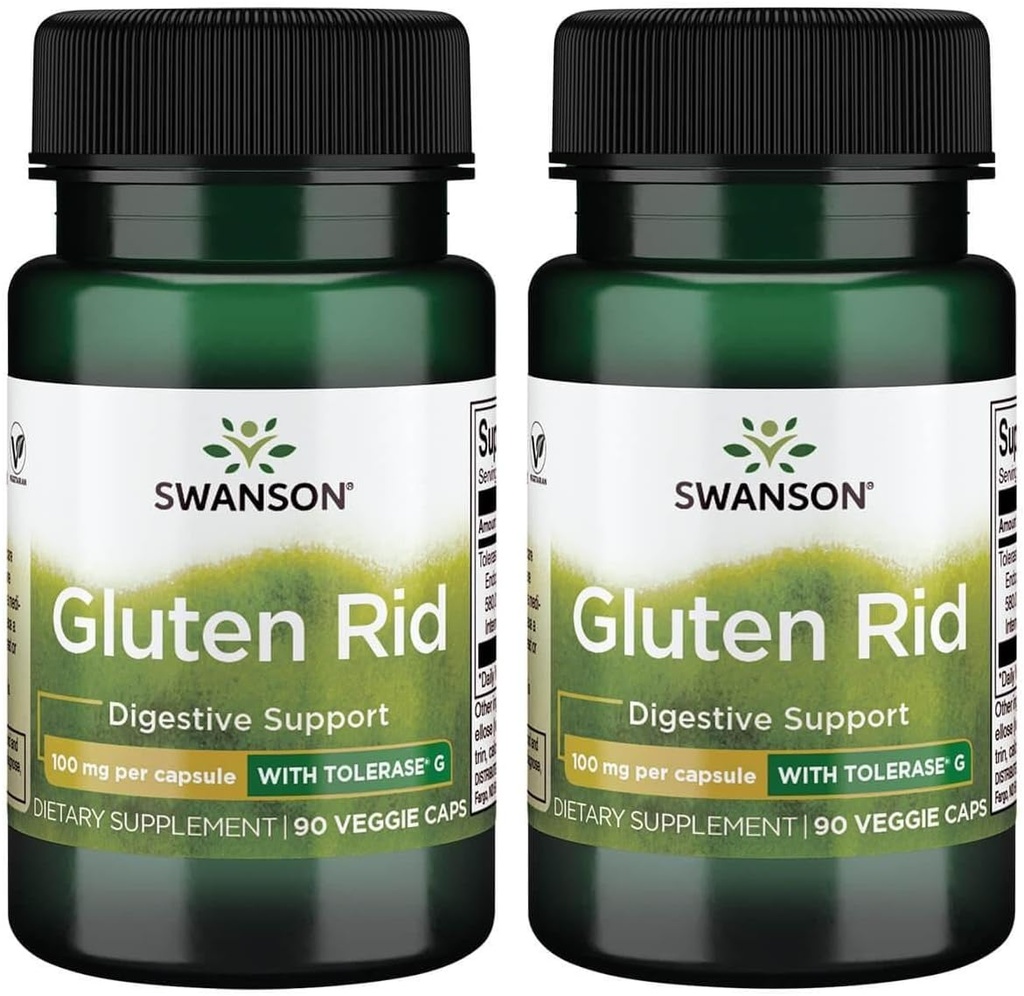 Swanson Gluten Rid と Tolerase G 100 mg 90 Veg キャップ (2 パック)