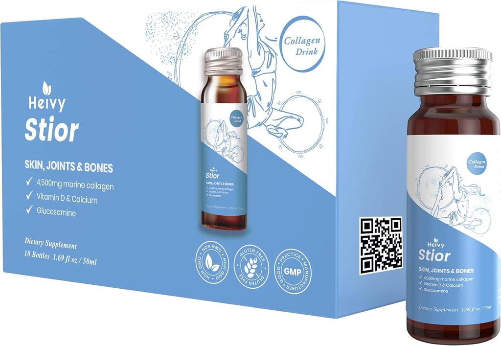 Heivy Marine Collagen Liquid, Collagen Drink, Marine Collagen, Liquid Collagen for Women for Hair Growth, Skin Repair, 1.69 Fl Oz (Pack of 10), Collagen Drink for Joints&Bones