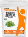 BulkSupplements.comオーガニックアルファグラスパウダー - Alfalfaサプリメント、グリーンスーパーフードパウダー - ビーガン&グルテンフリー、サービングあたり5g、100g(3.5オンス)(パック1)