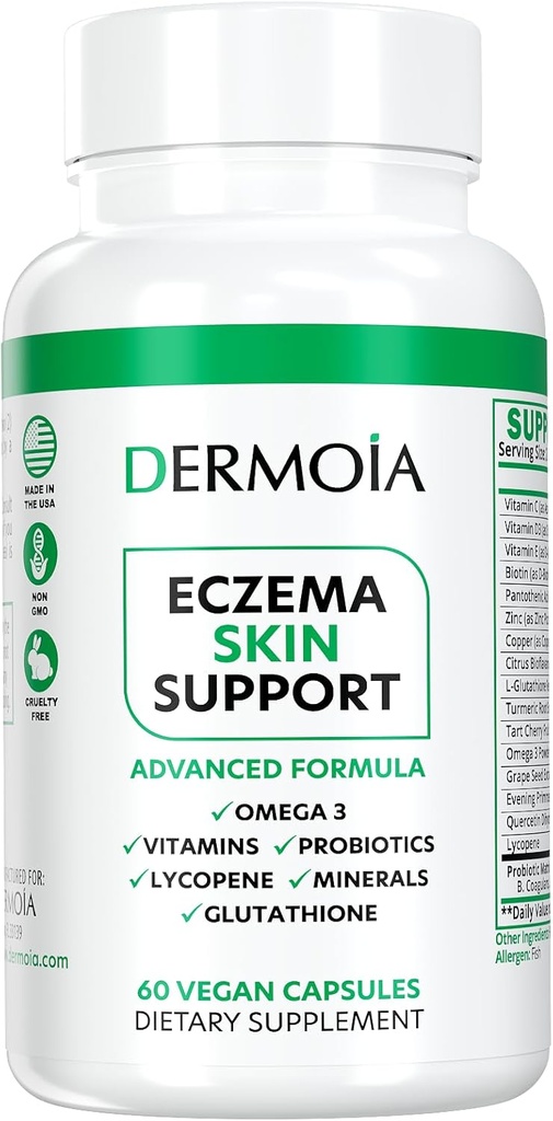 Eczema Supplements - Formulated Dyshidrotic Eczema Pills for Adults - Providing Eczema Relief, Targeting the Intervention of Eczema, Irritated Dry Skin, and Enhanced with Psoriasis Supplements