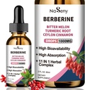 Berberineの液体はCeylonのシナモン、ビターメロン、ターメリック、免疫及び消化の健康(60mL)のための液体の草のエキスの補足とBerberine HCLの低下を落とします
