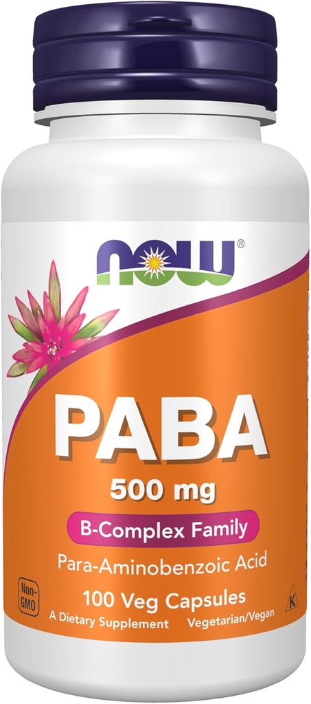 NOWの補足、PABA (パラ アミノ酸) 500のmg、Bコンプレックス家族、100のカプセル