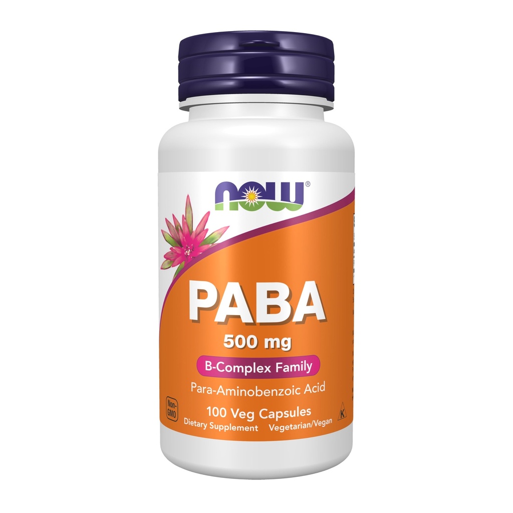 NOWの補足、PABA (パラ アミノ酸) 500のmg、Bコンプレックス家族、100のカプセル