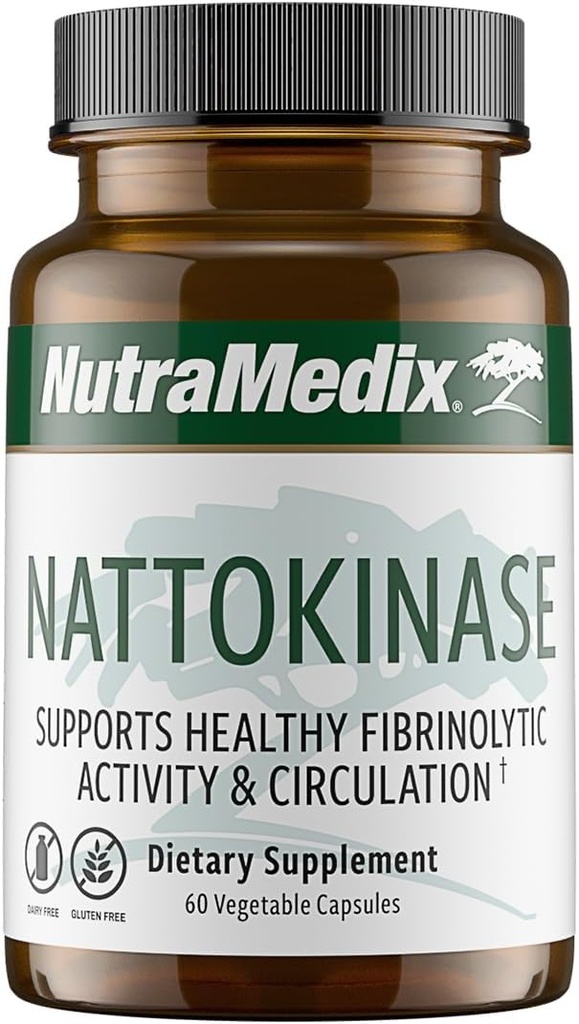 NutraMedix Nattokinase サプリメント - ナトキナーゼ 2000 FU パーサービング - 心の健康と健康的な循環をサポートするために処方 - グルテンフリー + 乳製品 (60 カプセル)
