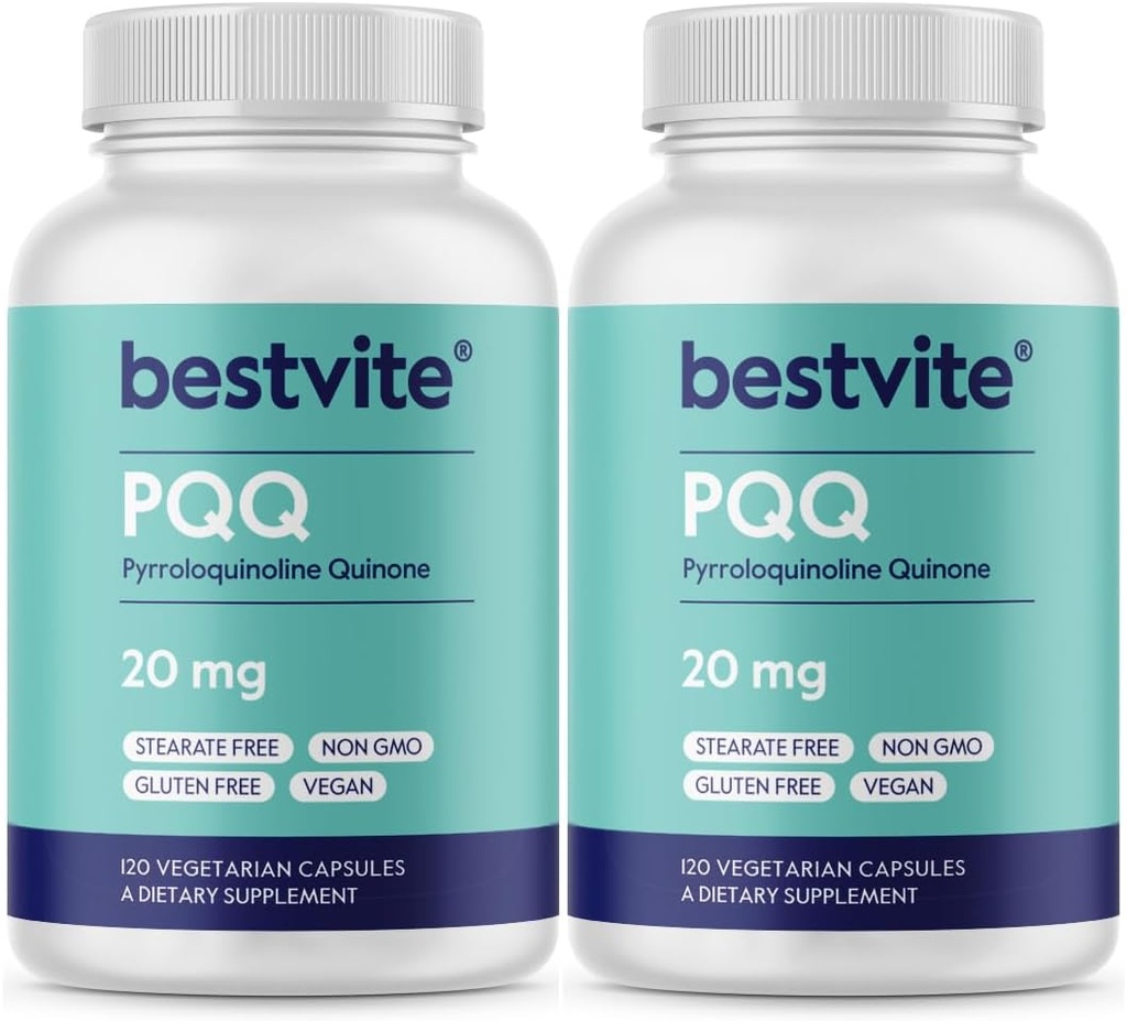 BESTVITE PQQ20mg (ピロロキノリンキノン) (240 ベジタリアンカプセル) (120 x 2) - Stearatesなし - 完全菜食主義者の非GMO - グルテンフリー