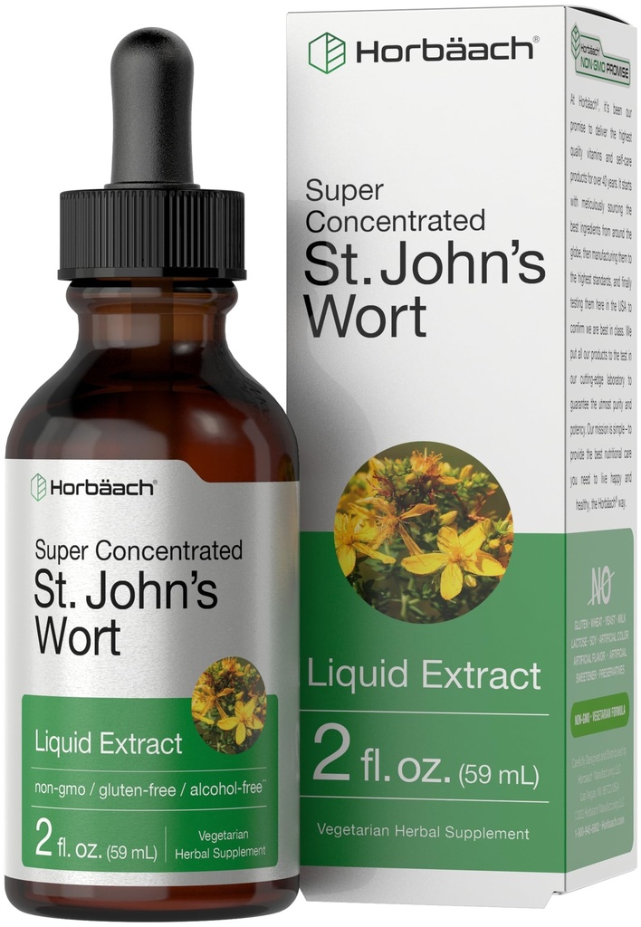 ホルバハチ・セント・ジョンズ麦汁 | 2 Fl Oz | アルコールフリー | ベジタリアン液エキス | ノンGMO、グルテンフリーサプリメント