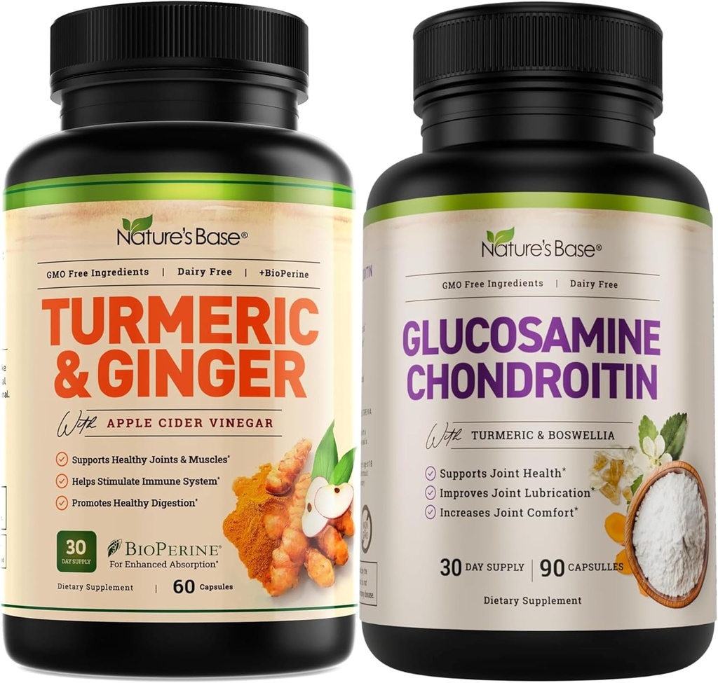 Nature's Base Turmeric & Ginger 60 ct + Glucosamine Chondroitin 90 ct