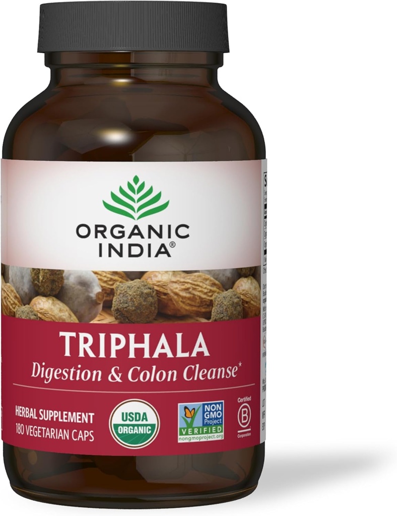 ORGANIC INDIA Triphalaカプセルオーガニック - Amla、Bibhitaki、Haritaki、Digestion&Colonサポート、免疫システムサポート、適応剤、ビーガン、USDA認定有機 - 180カプセル