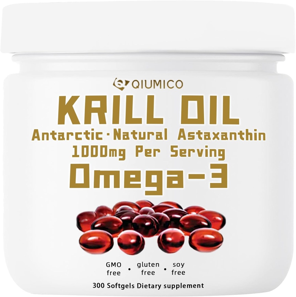 Omega-3s EPA、DHA及びアスタキサンチンの豊富なAntarctic Krillオイルの補足、中心および免除のための補足、300の柔らかいゲル