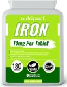 鉄のタブレット14mg - 1日式を飲みやすく - 疲労を軽減&疲労、エネルギーブースター、免疫システムをサポート、赤血球の形成 - 6ヶ月の供給 - 180ビーガンサプリメント