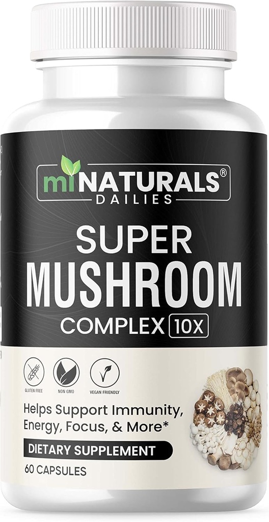 MINATURALSキノココンプレックスカプセル - ライオンズマネ、レシ、コルディセプ、チャガ、トルコテール、舞茸 - サプリメント実体 - 10 に 1