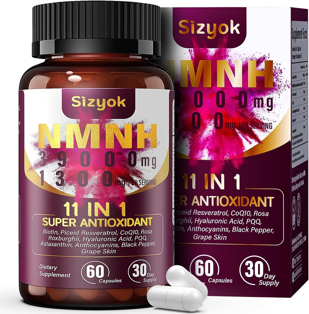 11-in-1 NMNH (Dihydronicotinamide Mononucleotide)、サービングごとの600mg、ResveratrolのCoQ10のNAD+の補足はNAD+を支えます レベル、反老化のためのNMNHの補足、60の計算、30日の供給99