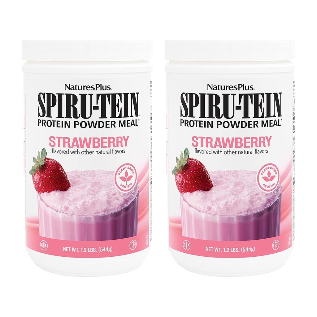 NaturesPlus SPIRU-TEIN、いちご - 1.2ポンド、2のパック - 植物ベースのタンパク質シェイク - 非GMO、ベジタリアン、グルテンフリー - 32 Totalサービング