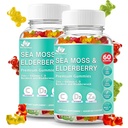 BIO VITALICA海苔ガミーズ エルダーベリーバイオビタリカ - ビタミンC D +亜鉛 - アイルランドの海苔ビーガンガミー 免疫のためのゲル&パウダー、デトックス - 大人と子供(2パック)