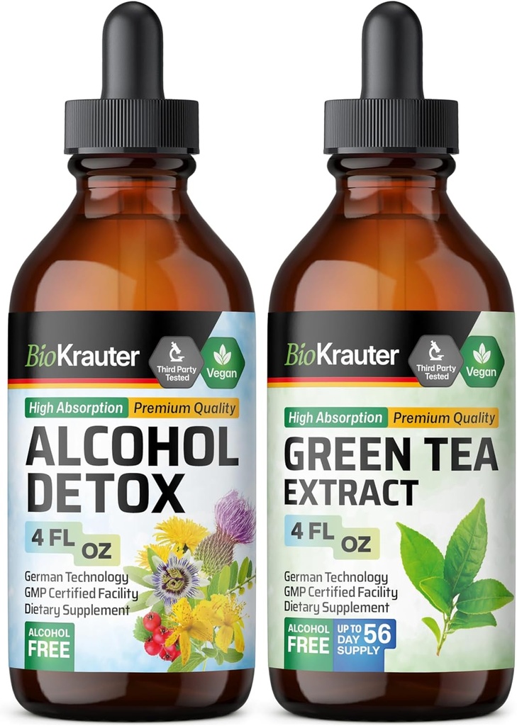 BIO KRAUTERアルコールデトックス チンキ 4 Fl. Oz. & Green Tea Extract Tincture 4 Fl. Oz.