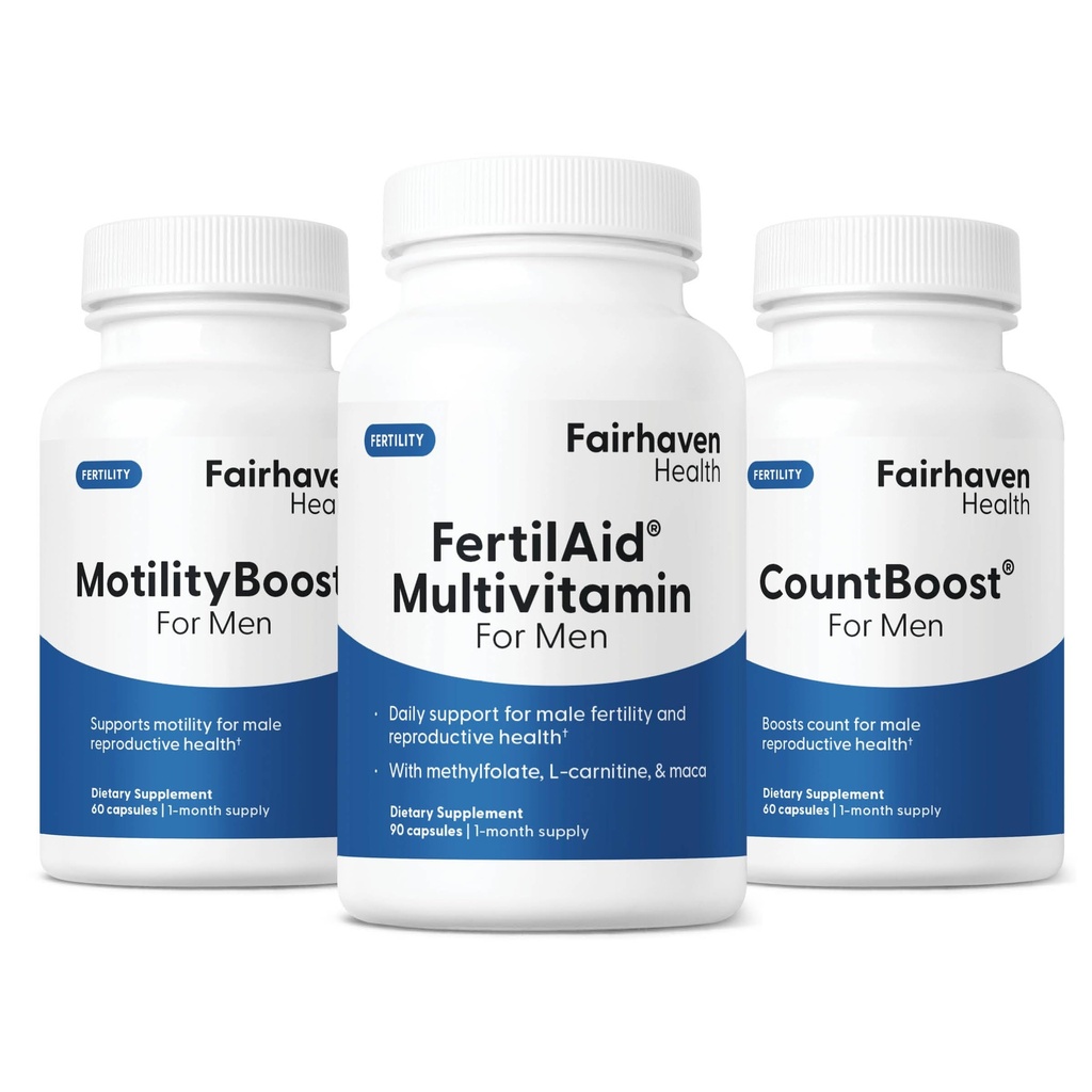 人のためのFairhaven健康FertilAid、MotilityBoost、およびCountboostのコンボ 男性のための豊饒の補足 彼のための概念の男性の豊饒の補足