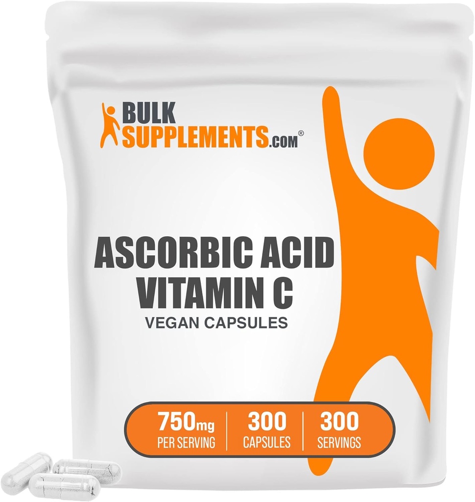 BulkSupplements.comアスコルビン酸カプセル(ビタミンCカプセル) - 免疫サポートのためのビタミン - ビーガン - サービングあたりの1カプセル - 10ヶ月の供給(300ベジーカプセル)