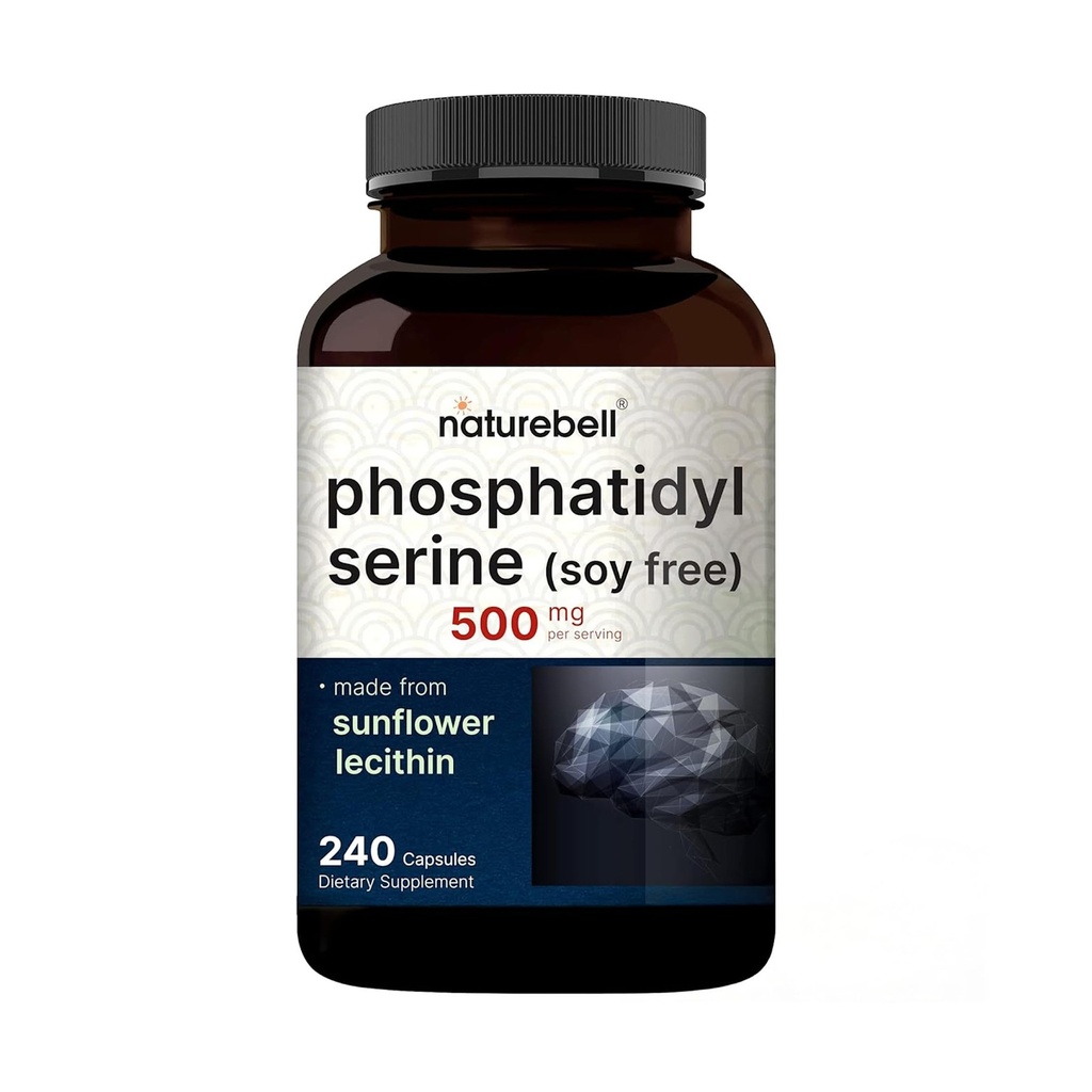 サービングごとの超強さのPhosphatidylserineの補足500mg、240のカプセル 大豆の自由、ヒマワリルシチンから派生–サポート認知の健康および頭脳機能–非GMO