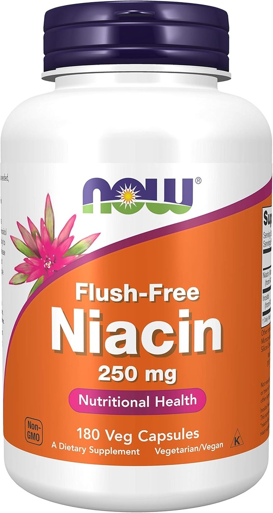 Niacin、FLUSHの自由な250のmgの Nowの食糧による180の帽子(3のパック)