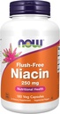 Niacin、FLUSHの自由な250のmgの Nowの食糧による180の帽子(3のパック)