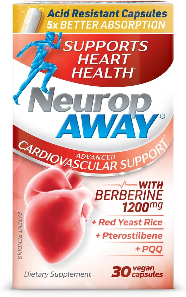 NeuropAwayの心臓血管サポート30ct 1200mg Berberine PQQの赤いイースト米Pterostilbene