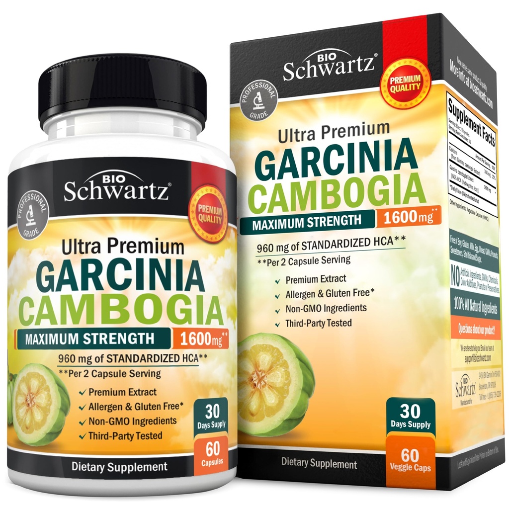 GarciniaのCambogiaの減量の丸薬-人及び女性のための最高の強さの食欲の抑制剤及び脂肪バーナー- 1600mg自然なエキス及び960mg HCA - Metabolismのブースター及びCarbのブロッカーのカプセル- 60Ct