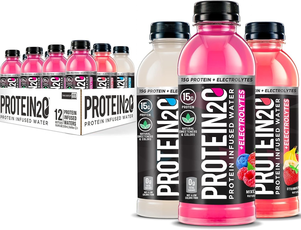 Protein2o 15gのWhey蛋白質の隔離された水プラスの電解物、砂糖の自由なスポーツの飲み物、飲み物、グルテンフリー、Lactose自由に、電解物のバラエティ パック、16.9のflのozのびん(12の計算)