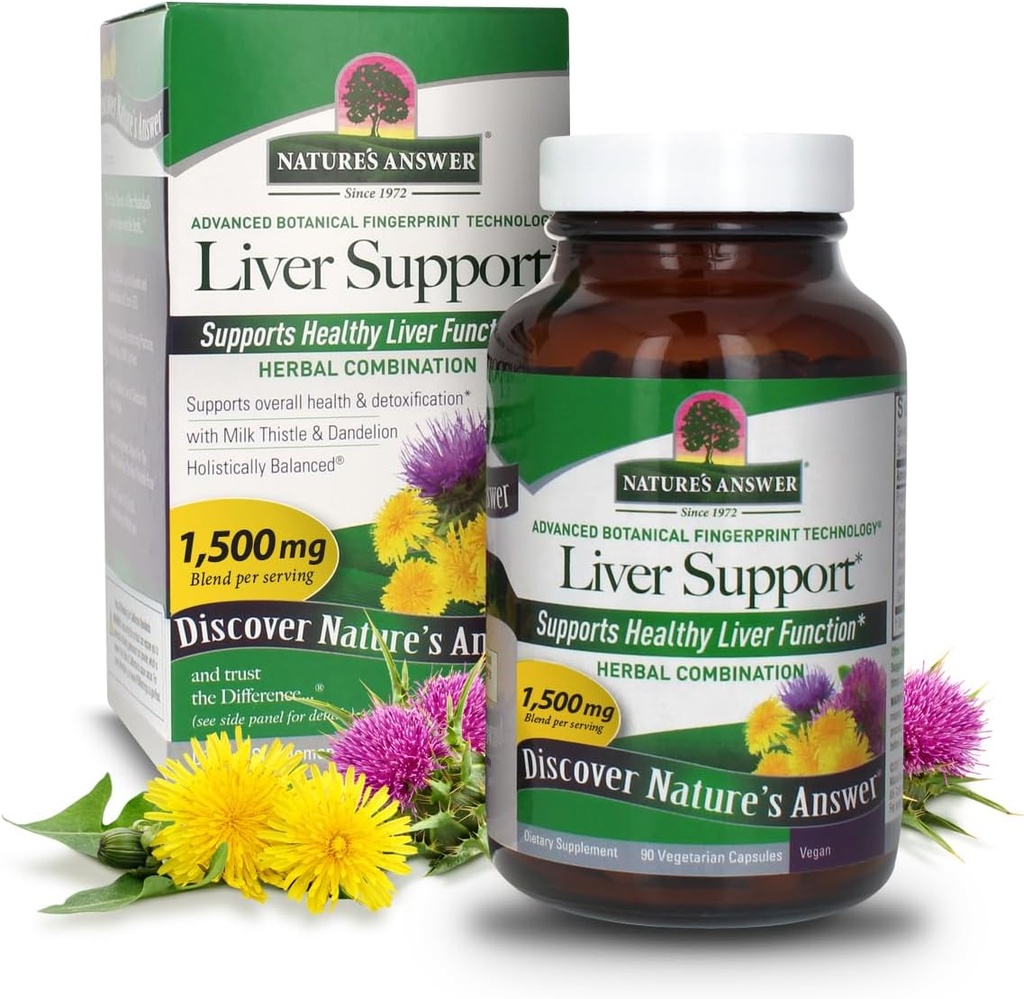 Nature's Answer Liver Support | ミルクアザミ&タンポポリーとハーブの組み合わせ | 栄養補助食品 | ヘルシーな肝臓機能の推進 | コーシャ認定・ベジタリアン・ヴィーガン 90 カプセル