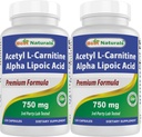 ベストナチュラルアセテートL-カルニチンとアルファリポ酸750mg 120カプセル(120カウント)