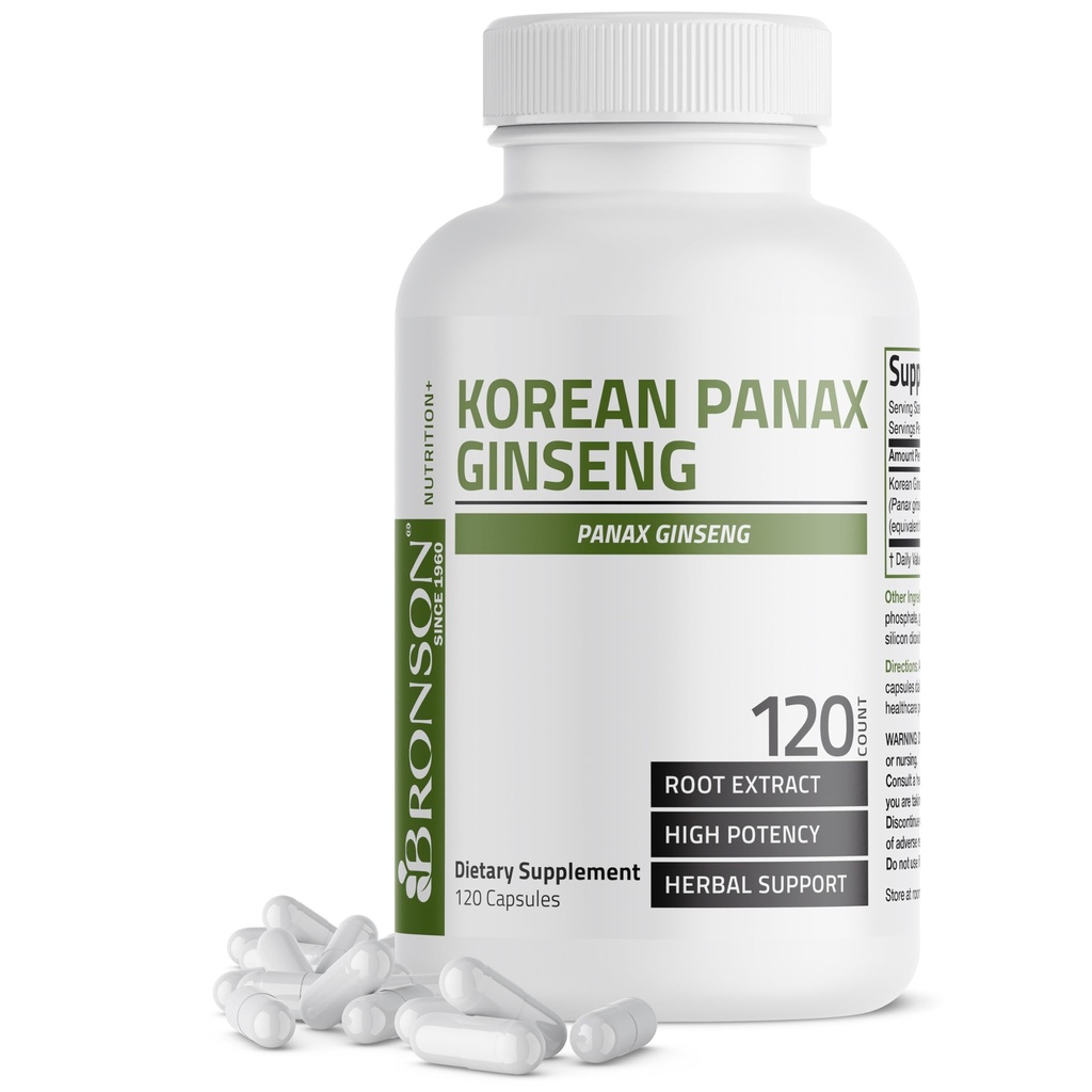 Bronson Korea Panax Ginsengはエネルギー、持久力及び活力+記憶および精神的性能、120のカプセルを支えます