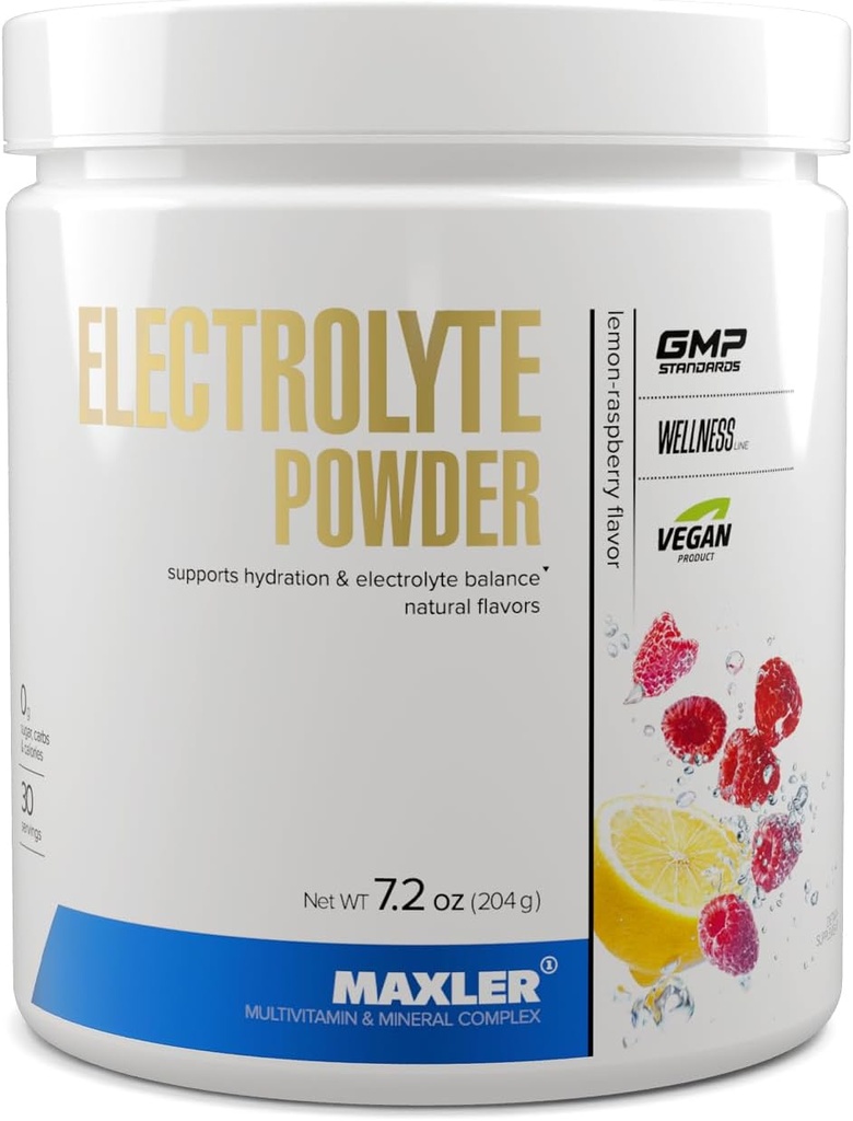 Maxler Electrolyte Powder - Hydration Powder Electrolyte Drink Mix with Trace Mineral Complex - Keto Electrolytes Powder with Natural Flavors and Sweeteners - 30 Servings - Lemon-Raspberry