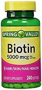 スプリングバレー - ビオチン5000 mcg、スプリングバレーによる240 Softgels