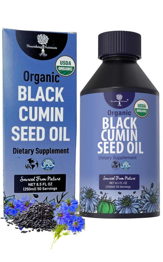 オーガニックブラックカミンシードオイル-USDA-コールドプレス–最大6Xストレンジャーティモキノン-ピュアニゲラサティバカミンシード-免疫サポート、抗酸化剤、カミング、スキン&ヘア(8.5オンス)のためのプレミアムサプリメント