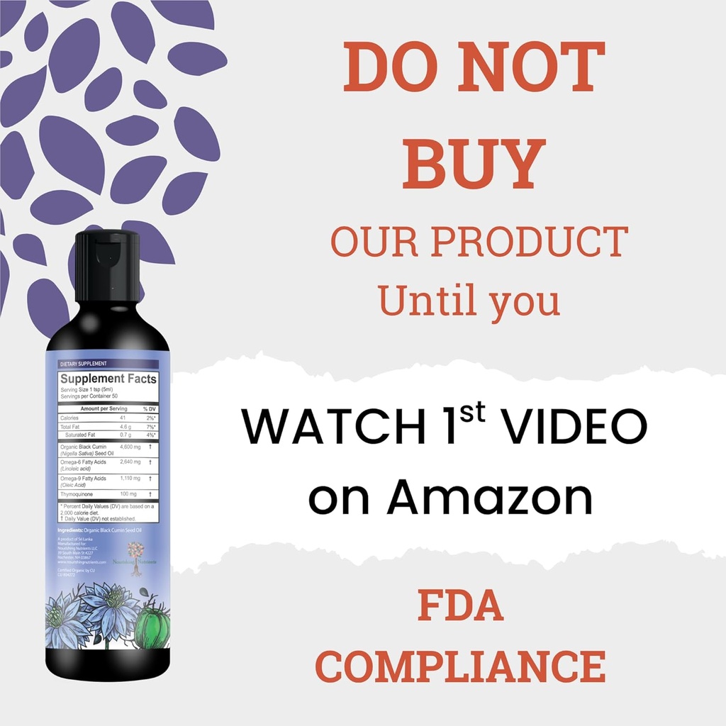 オーガニックブラックカミンシードオイル-USDA-コールドプレス–最大6Xストレンジャーティモキノン-ピュアニゲラサティバカミンシード-免疫サポート、抗酸化剤、カミング、スキン&ヘア(8.5オンス)のためのプレミアムサプリメント