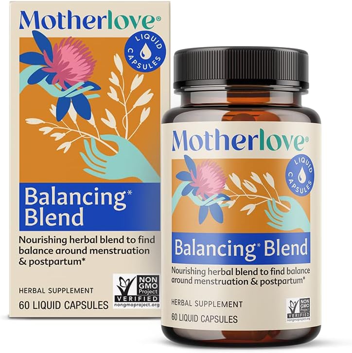 Motherlove Balancing Blend (60 Liquid caps) Herbal Supplement for Period & Postpartum Hormonal Health—Non-GMO, Organic Herbs, Vegan, Kosher