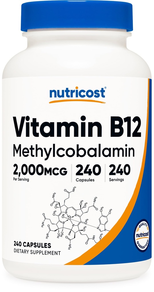 NutricostビタミンB12(メチルコバラミン)2000mcg、240カプセル - ベジタリアンキャップ、非GMO、グルテンフリーB12サプリメント