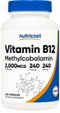 NutricostビタミンB12(メチルコバラミン)2000mcg、240カプセル - ベジタリアンキャップ、非GMO、グルテンフリーB12サプリメント