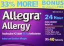 Allegra Allergy 40錠(ボーナスパック - 33%以上) 24時間保護 - 非眠気