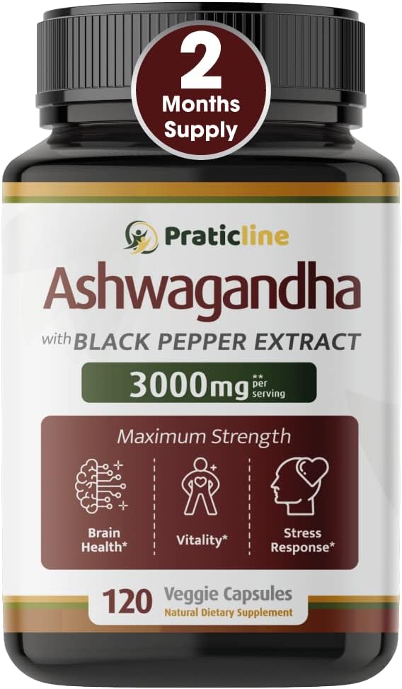Ashwagandhaのカプセル3,000のmg -有機Ashwagandhaの粉および根のエキスとなされる120のビーガン帽子。 グルテンフリー。米国製